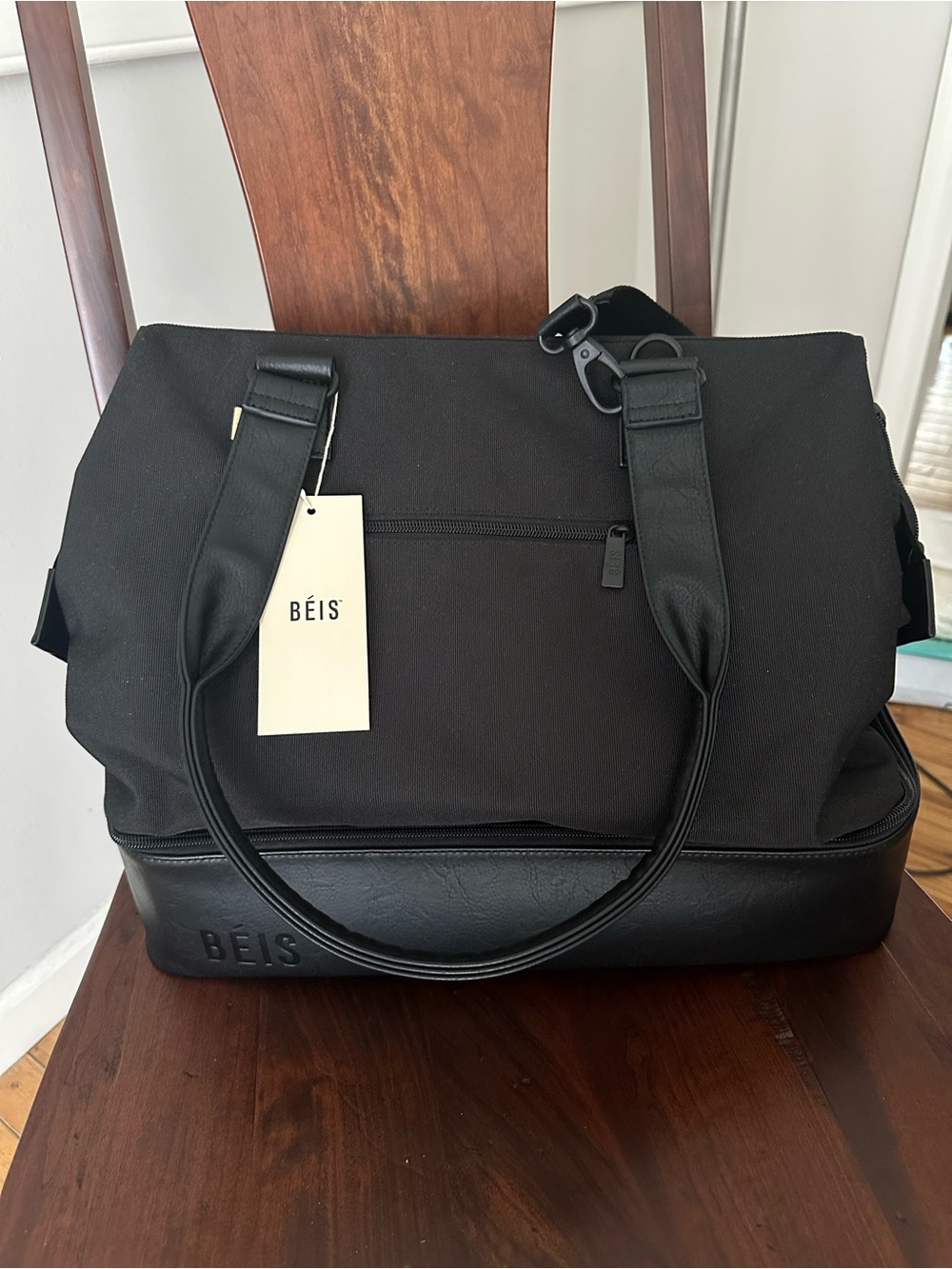 BEIS Black Shoulder Travel Bag Mini Weekender NWT